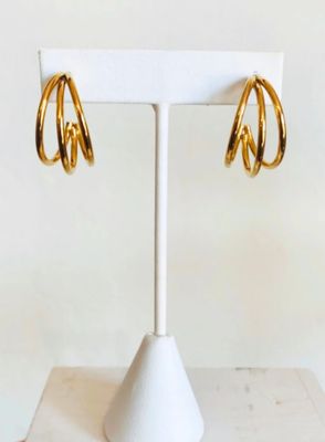 Gold 3 Ring Earrings