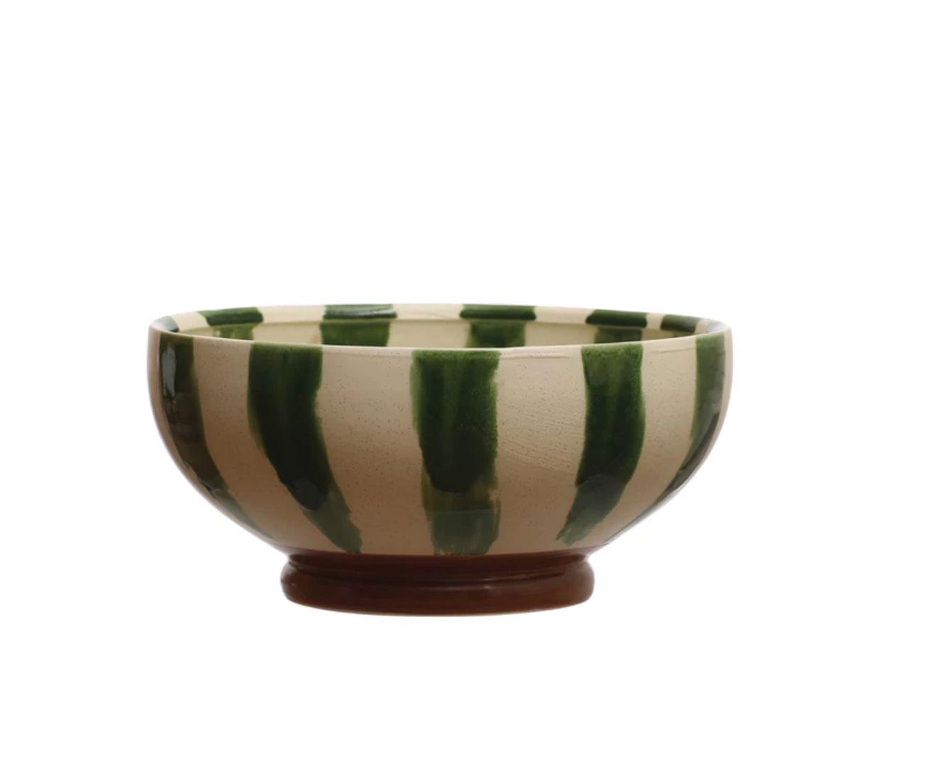 Green Stripe Stoneware Bowl