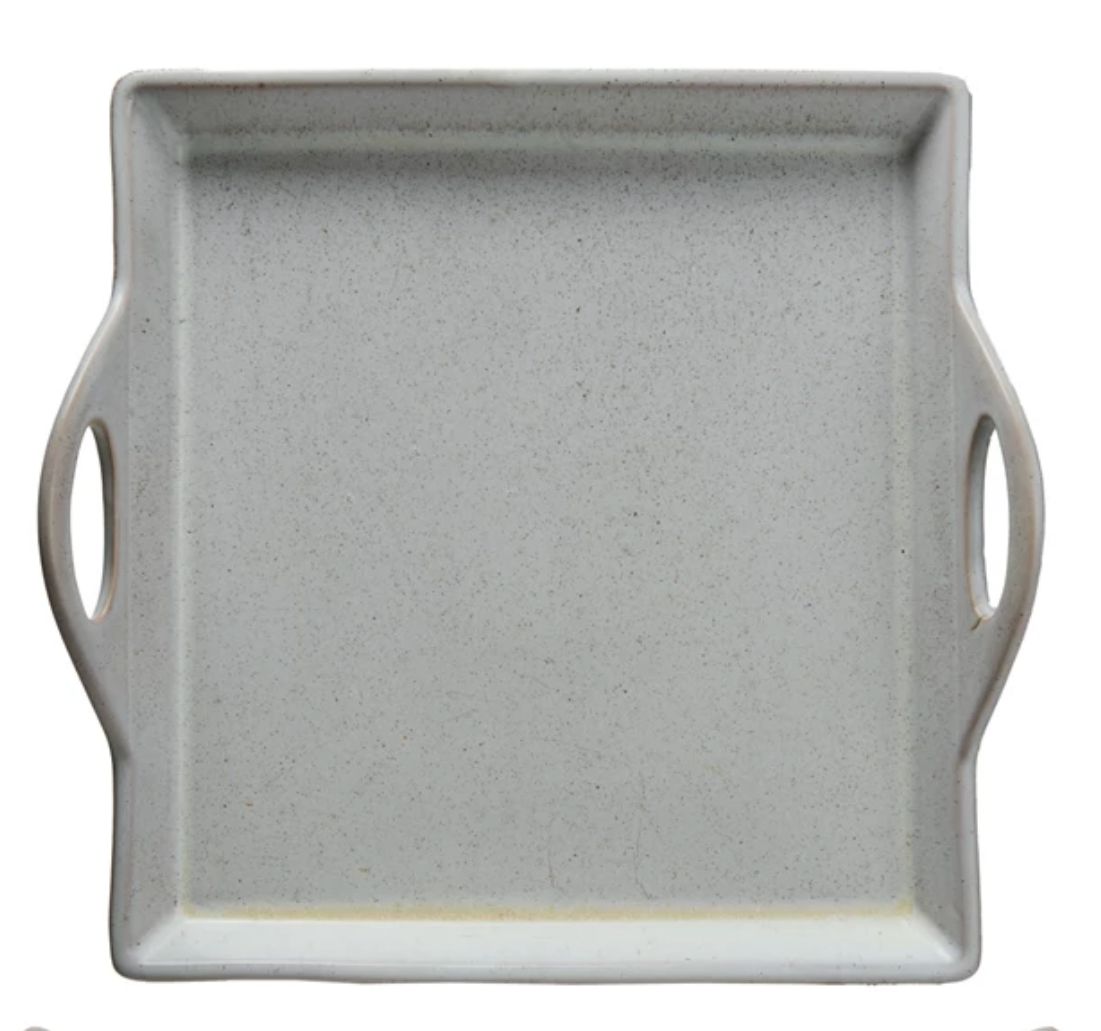 Rectangle Stoneware Tray with Handles