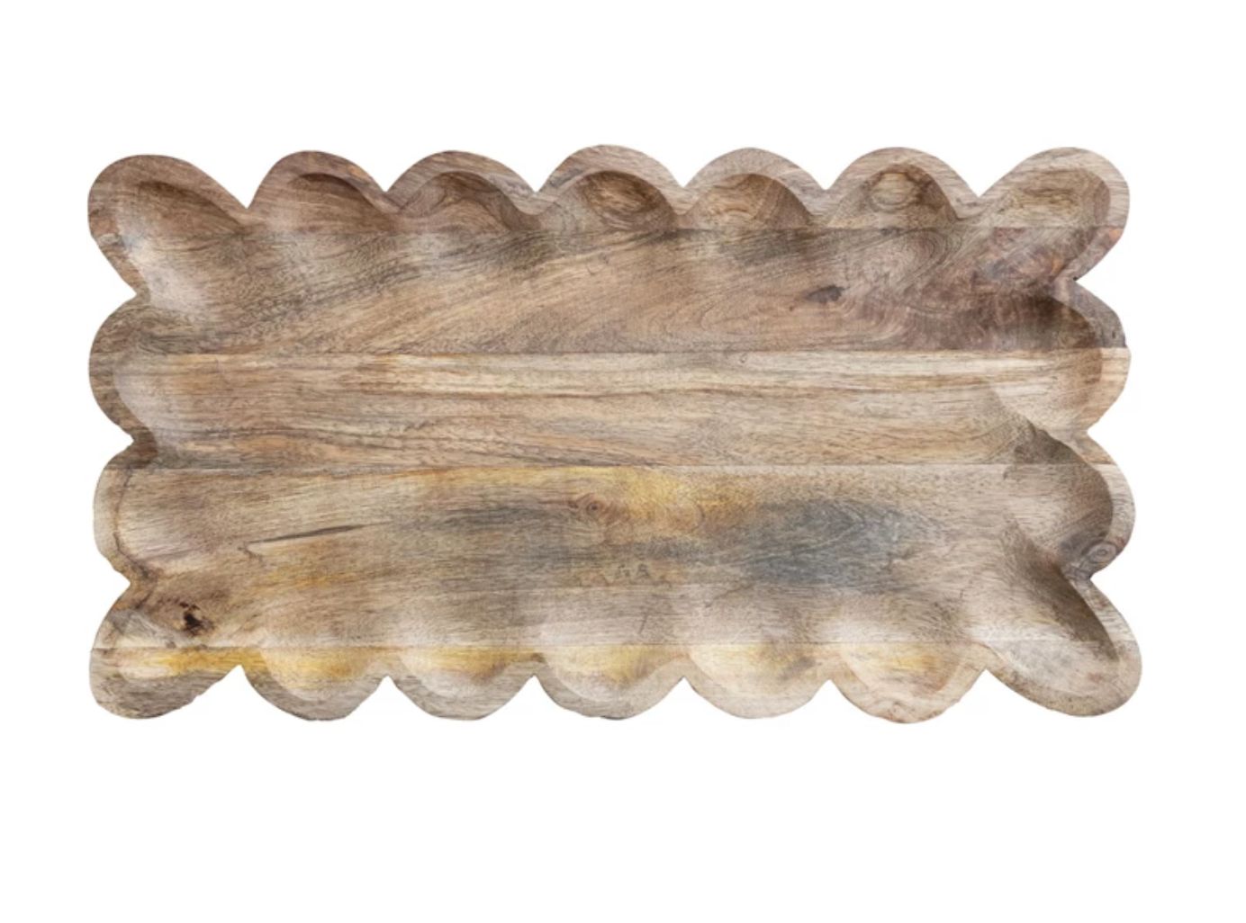 Scalloped Edge Mango Wood Tray