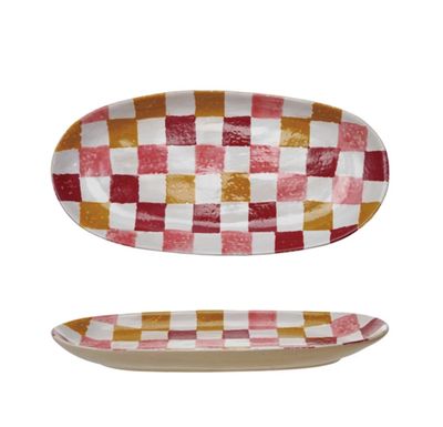 Red and Yellow Checkered Platter