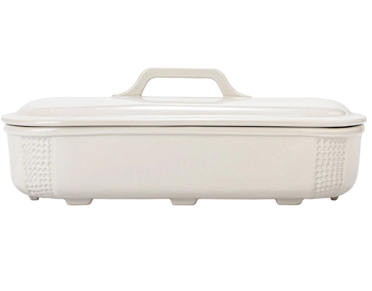 White 2 Qt Long Dish With Lid
