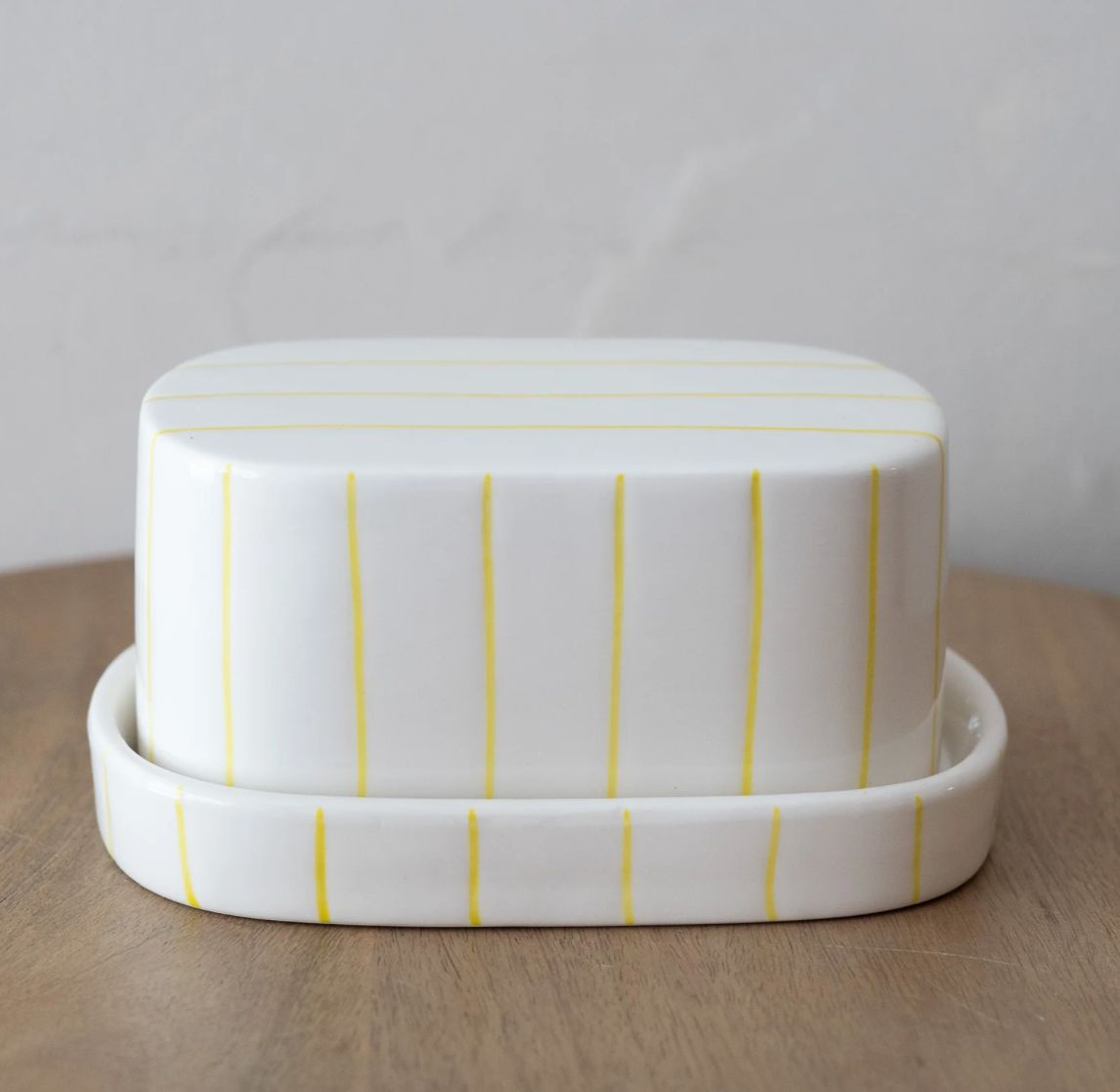 Yellow Stripe Butter Dish