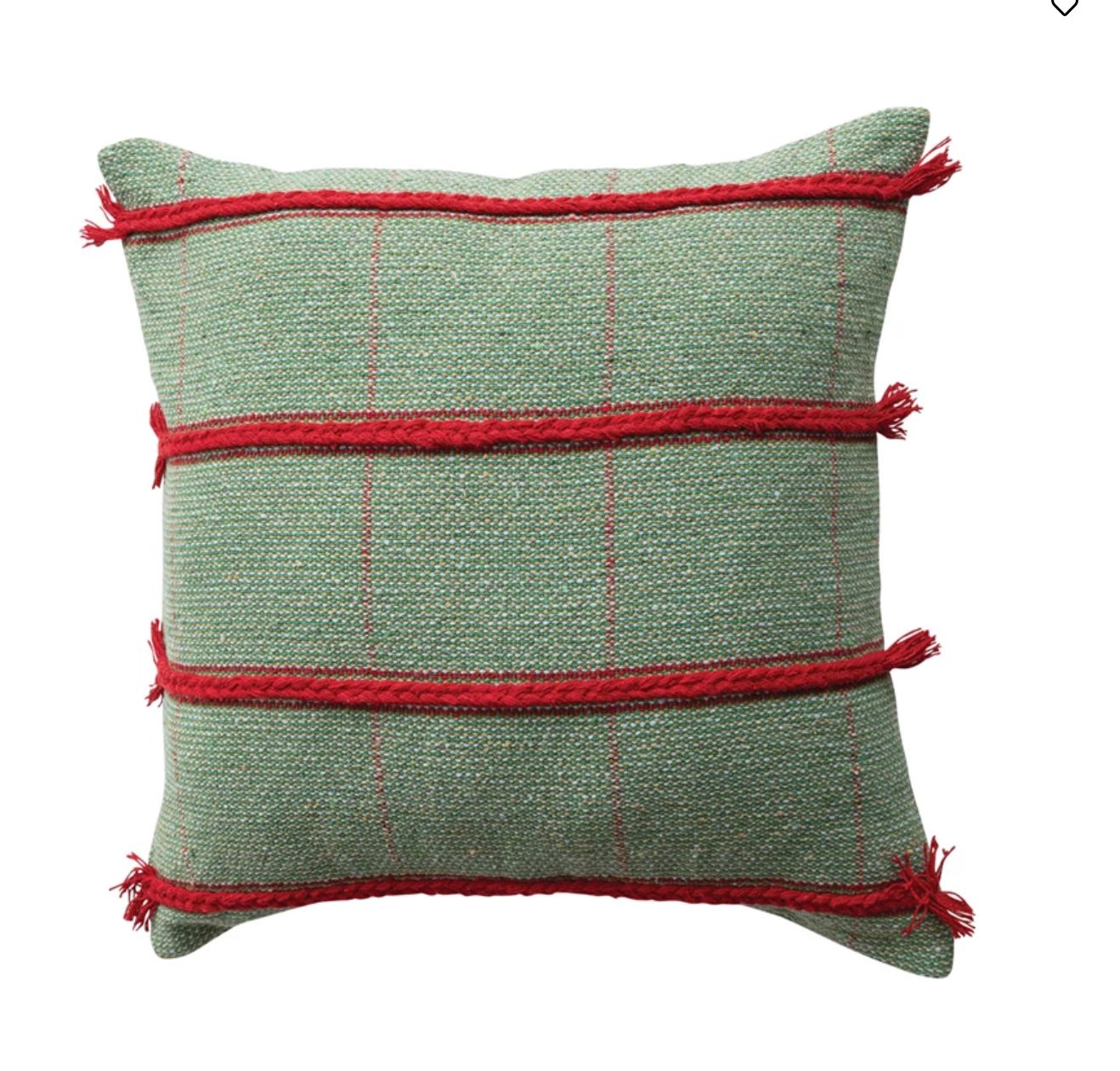 Red Chunky Lines and Green Stripes Pillow