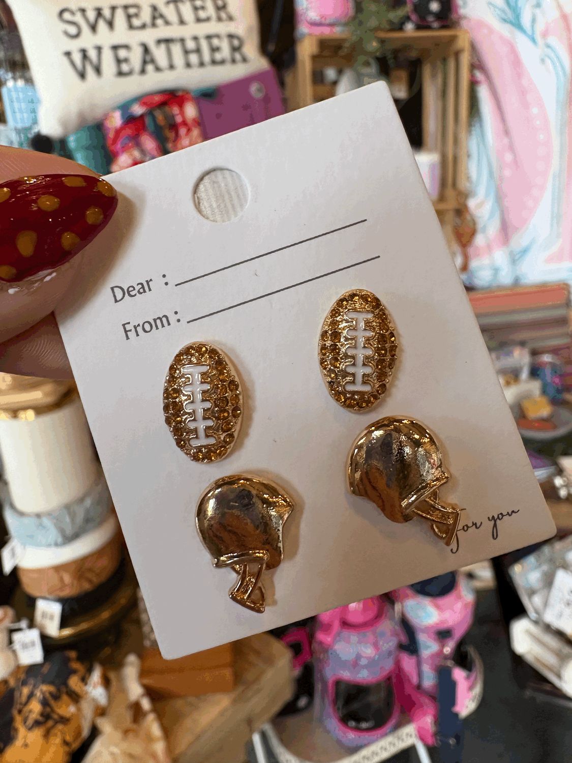 football earrings