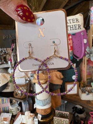 purple and gold dainty earrings
