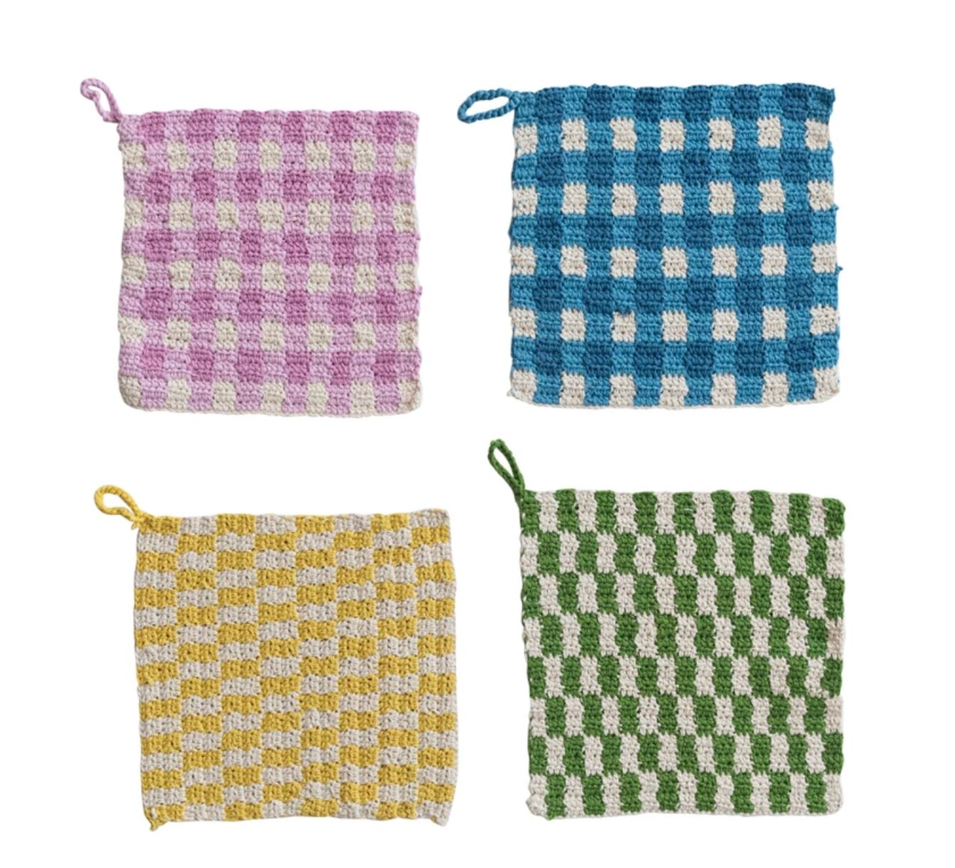 Checked Crochet Pot Holders