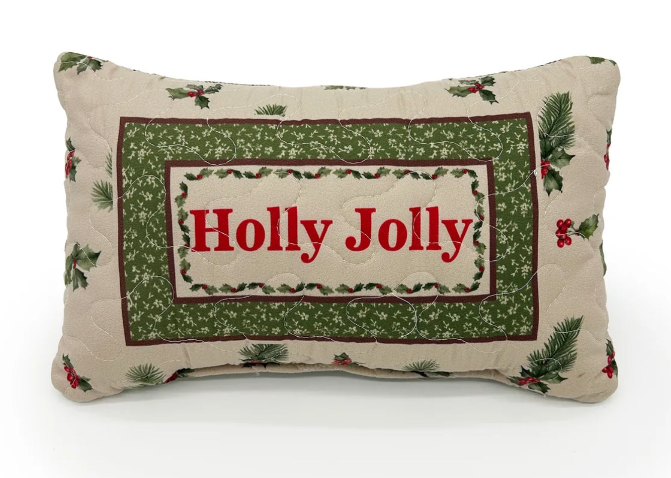 Holly Jolly Quilted Pillow