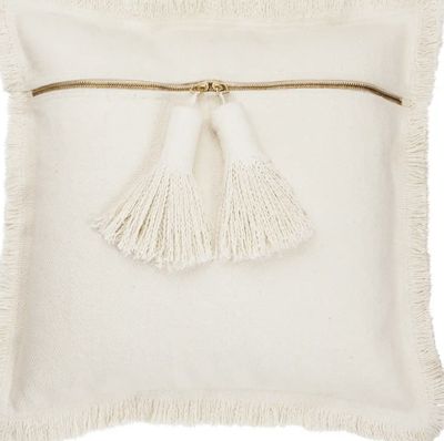 Cream Pillow With Tassel Zippers