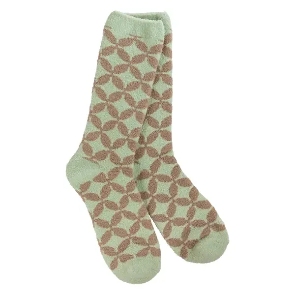 COZY CREW GREEN AND BROWN SOCKS