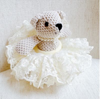 Ballerina Bear Scrunchie- White