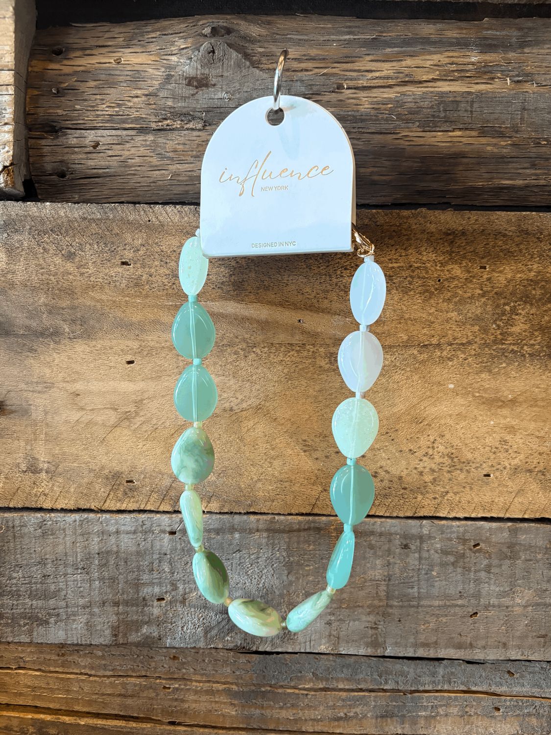 Flat Beaded Seafoam Green Necklace