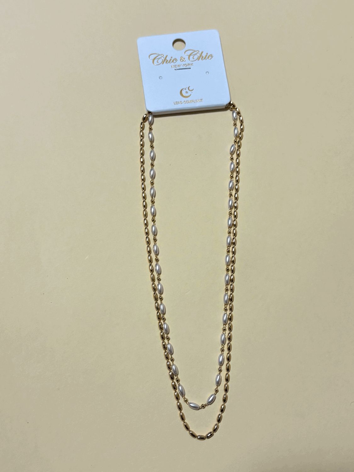 Gold and Pearl Two Stack Necklace