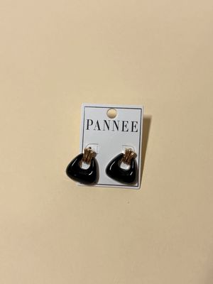 Black and Gold Triangle Earrings 