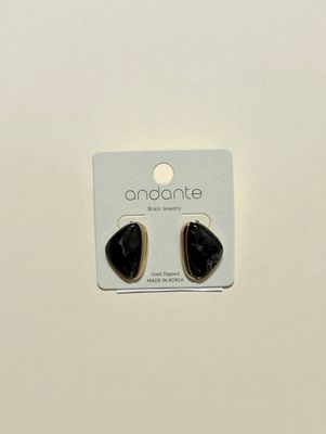 Black Marble Earrings With Gold Accent