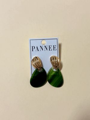 Flat Green Earrings with Gold Accent
