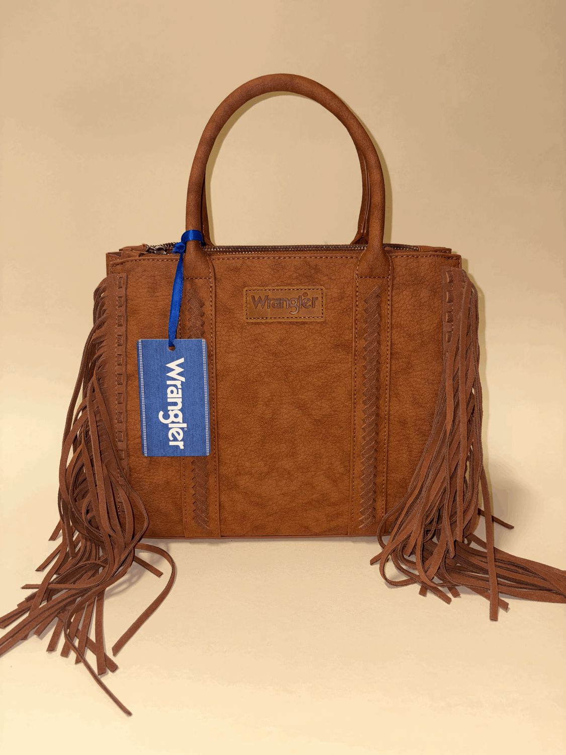 Leather Wrangler Bag with Fringe and Braids