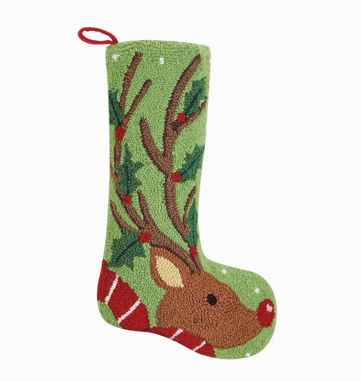 Reindeer Holly Hook Stocking