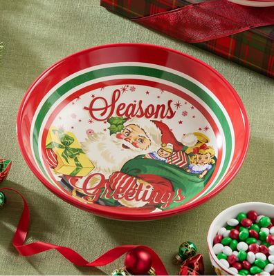 Santa Retro Enamel Serving Bowl