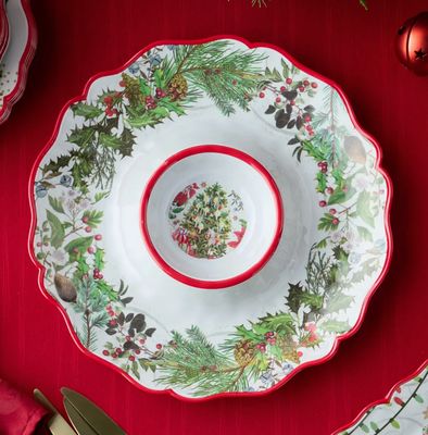 Christmas Wreath Chip and Dip Melamine Tray