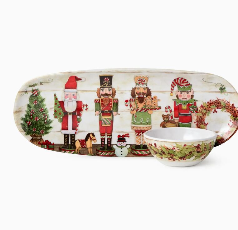 Nutcracker Melamine Chip and Dip Set