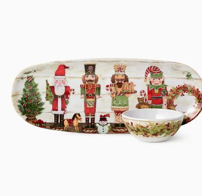Nutcracker Melamine Chip and Dip Set