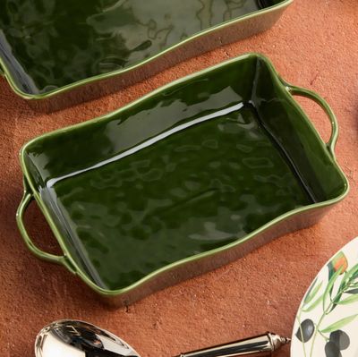 Smaller Green Baker with Wavy Edges