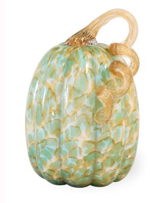 Green and Gold Tall Glass Pumpkin