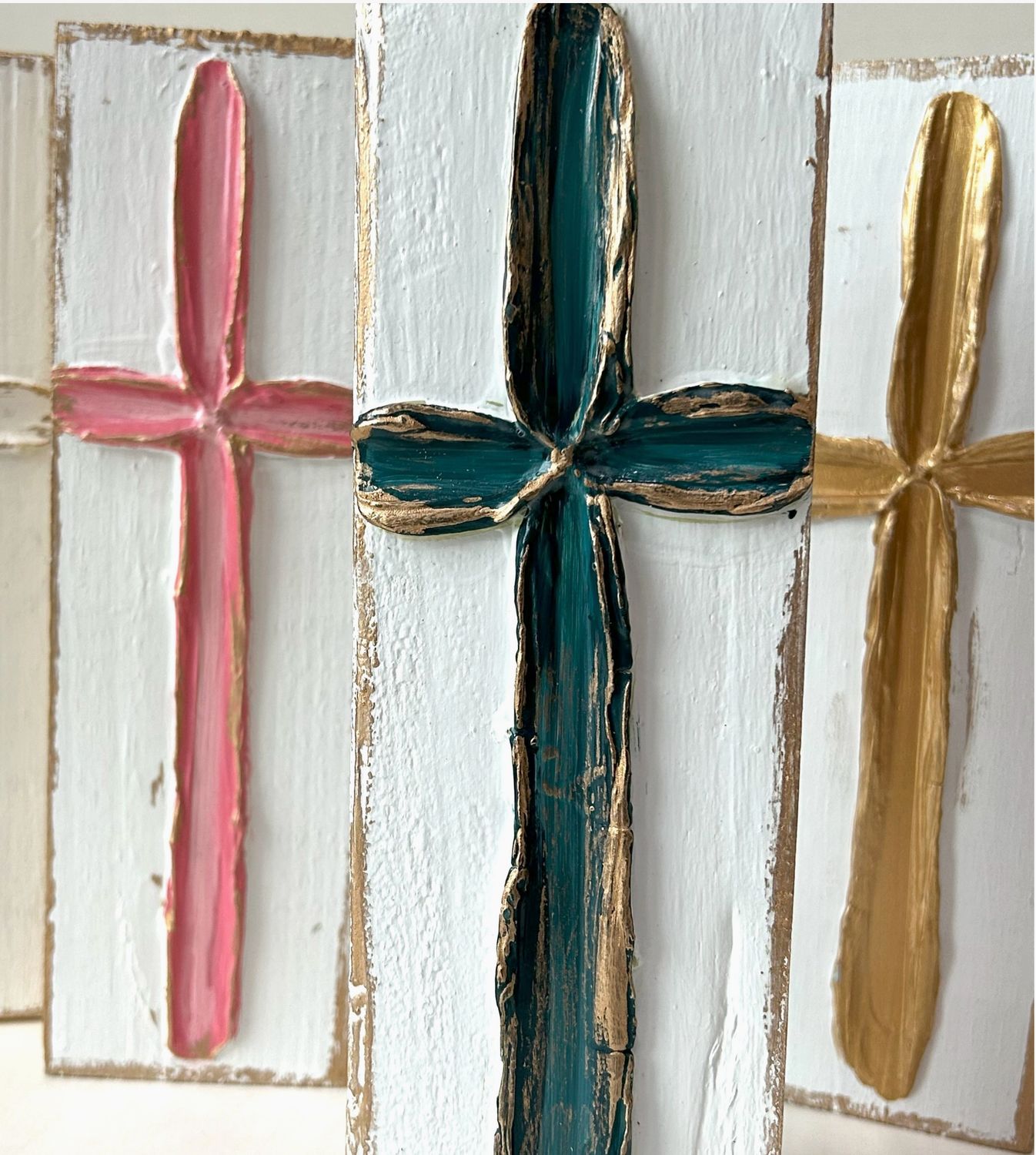 Textured Turquoise Cross Block