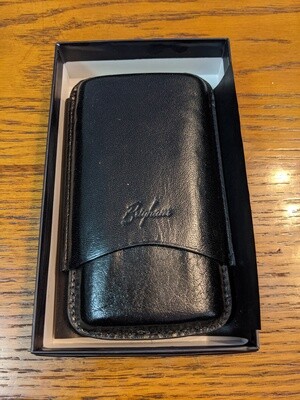 Brigham Leather 3 Finger Cigar Case Black Robusto