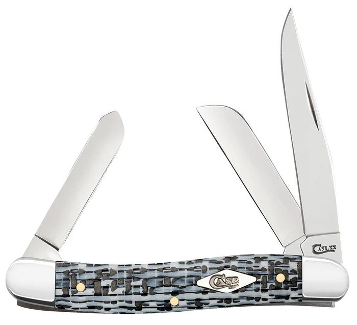 Case White &amp; Black Carbon Fiber/G-10 Weave Smooth Medium Stockman (10318 SS) No 38923