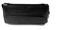 Brigham Italian Leather 1-Pipe and Tobacco Case Black