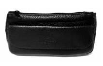 Brigham Italian Leather 1-Pipe and Tobacco Case Black