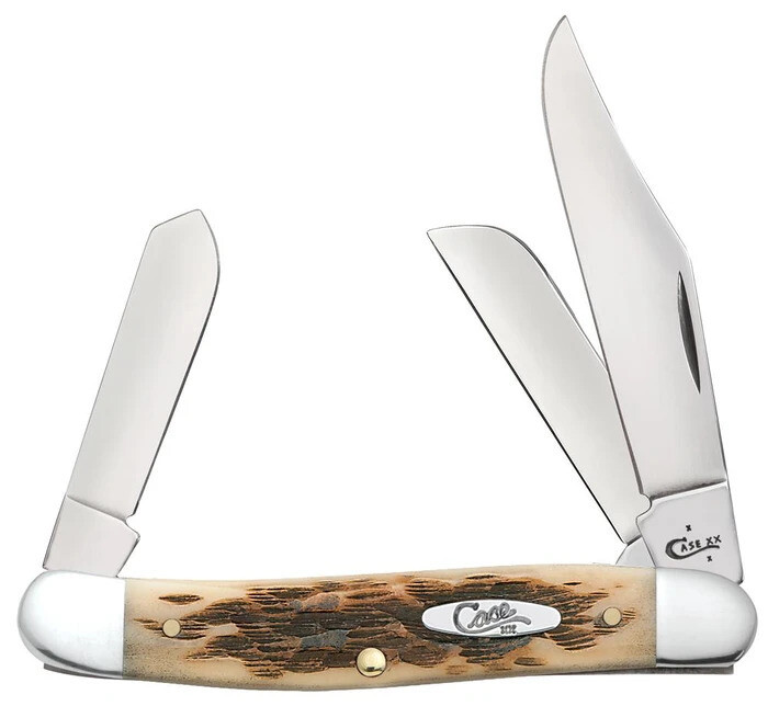 Case Amber Bone Peach Seed Jig Stockman (6347 SS)  No 00128