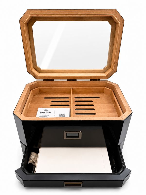 Case Elegance Octodor Glass Top Black Humidor