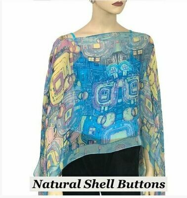 MS Blue Abstract silk cape