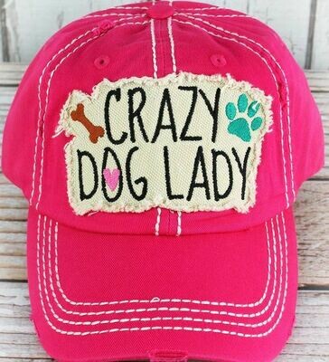 hot pink "crazy dog lady" hat