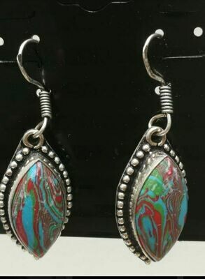 Rainbow Calsilica Sterling Silver Earrings