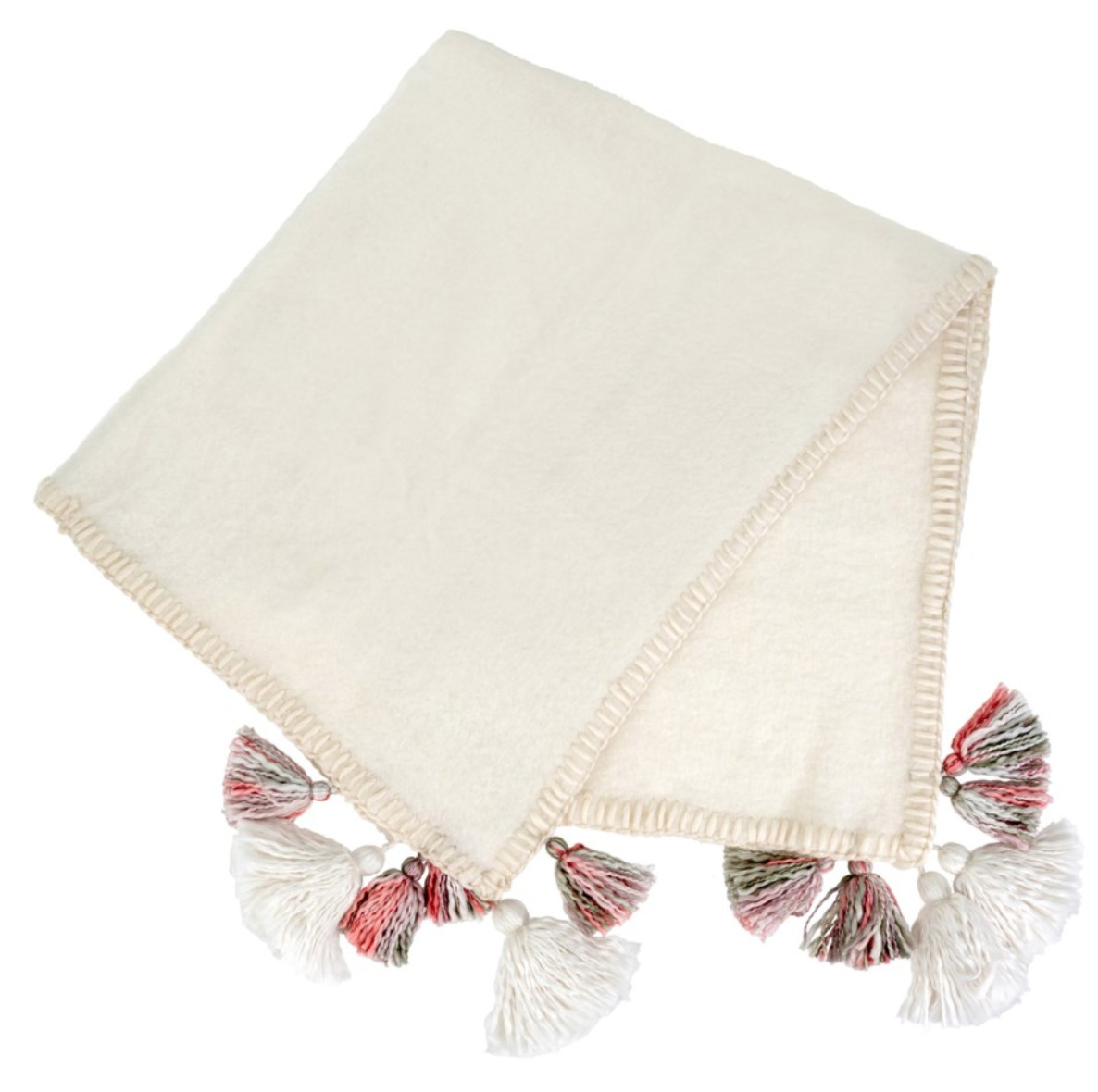 White Tassel + Trim Throw