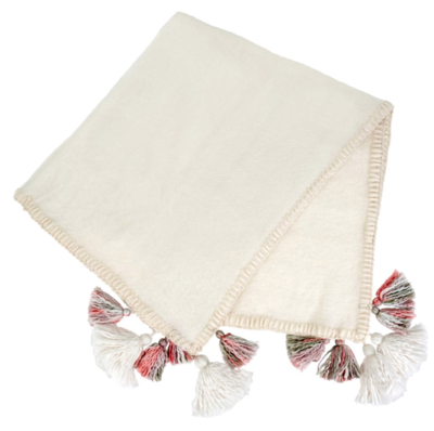 White Tassel + Trim Throw
