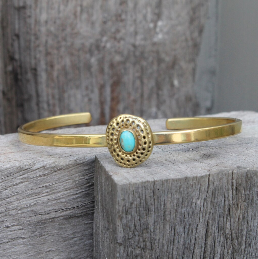 Bauxo ~ Brass Establish Bracelet with Turquoise Stone