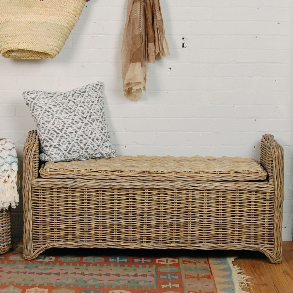 Rattan Bench with Arms