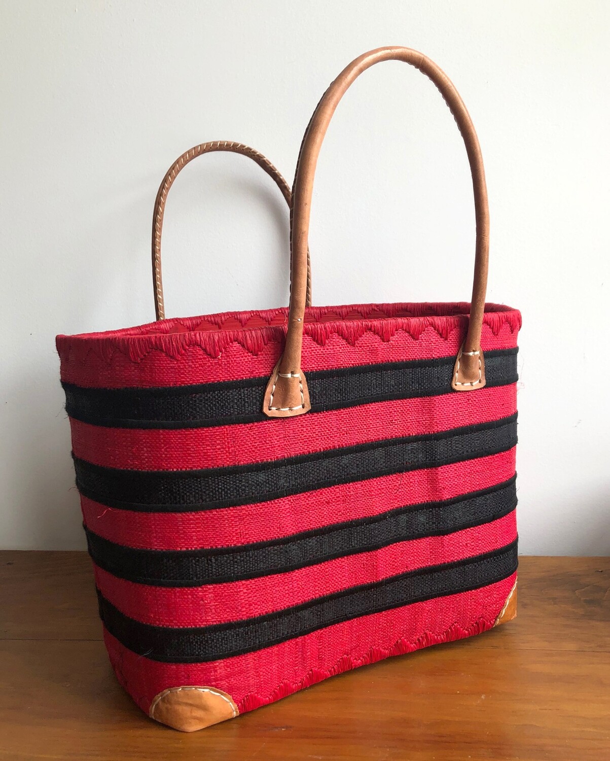 Madagascar Basket - Red &amp; Black Stripe