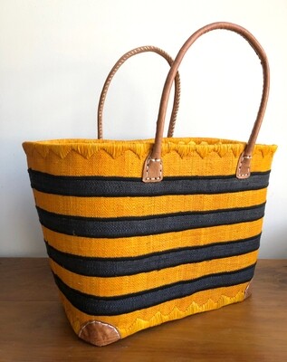 Madagascar Basket - Yellow &amp; Black Stripe