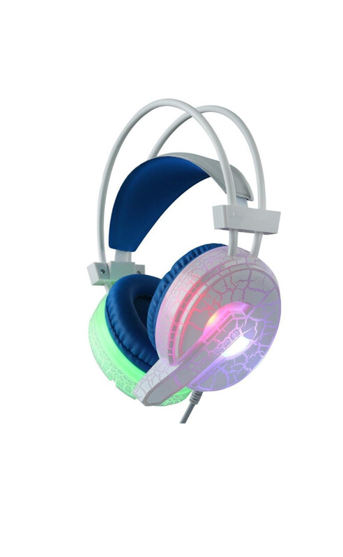H6 cracked pattern video games headset Super Bass with mic led light for PC for phone