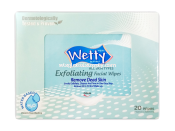 Wetty Exfoliating Facial Wipes 20s