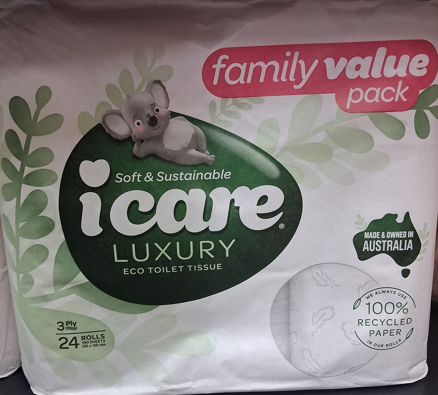 icare Luxury 24 Rolls 3 ply Soft &amp; Sustainable