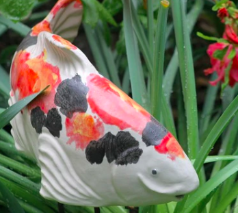 Koi in the Garden - Large Kohaku Right