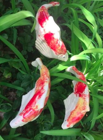 Koi in the Garden - Small Kohaku Left