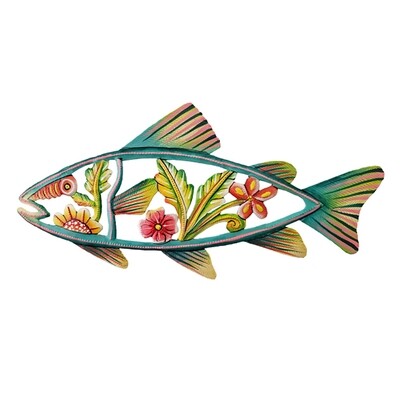 Painted Flower Fish 12"x5.5"